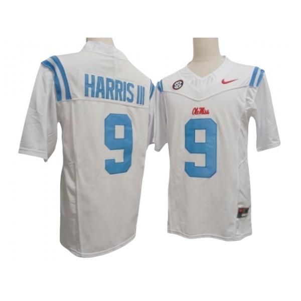 NCAA Ole Miss Rebels #9 Tre Harris III White Vapor F.U.S.E. Limited Jersey