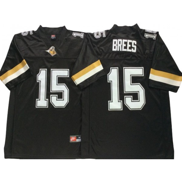 NCAA Purdue Boilermakers #15 Drew Brees Black College Football Jersey