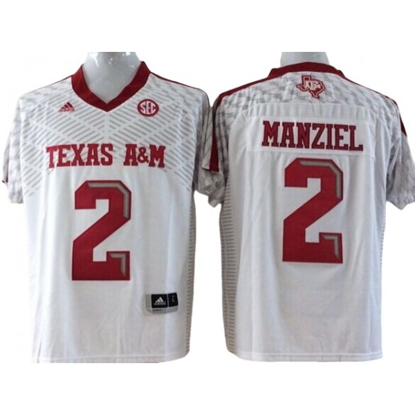 NCAA Texas A&M Aggies #2 Johnny Manziel White College Football Jersey