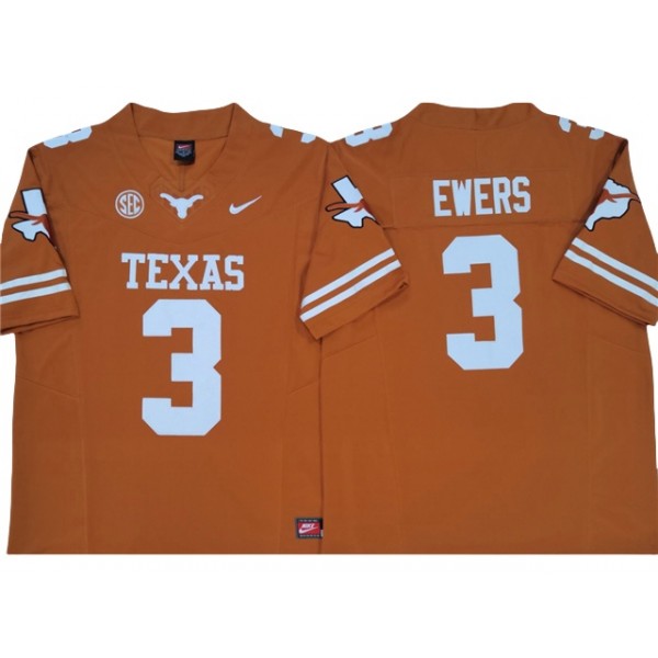 NCAA Texas Longhorns #3 Quinn Ewers Orange College Football F.U.S.E. Limited Jersey