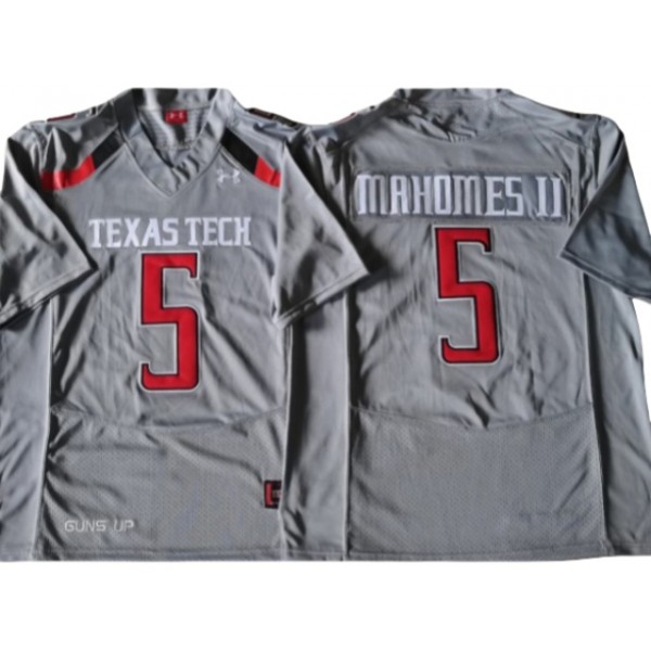 NCAA Texas Tech Red Raiders #5 Patrick Mahomes Gray College Football Jersey