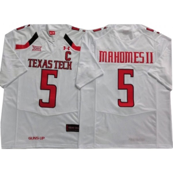 NCAA Texas Tech Red Raiders #5 Patrick Mahomes White College Football Jersey