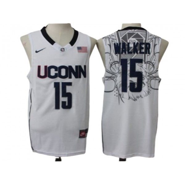 UConn Huskies #15 Kemba Walker White College Basketball Jersey