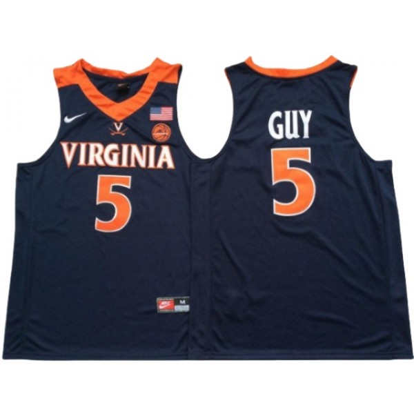 NCAA Virginia Cavaliers #5 Kyle Guy Navy College Basketball Custom Jersey