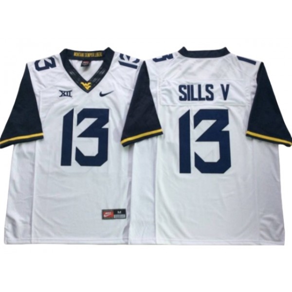 West Virginia Mountaineers #13 David Sills V White College Football Jersey