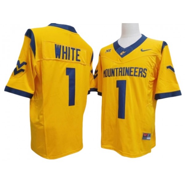 West Virginia Mountaineers #1 Jahiem White Yellow College Football F.U.S.E. Limited Jersey