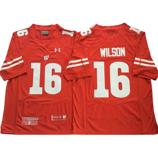 NCAA Wisconsin Badgers #16 Russell Wilson Red College Football Jersey