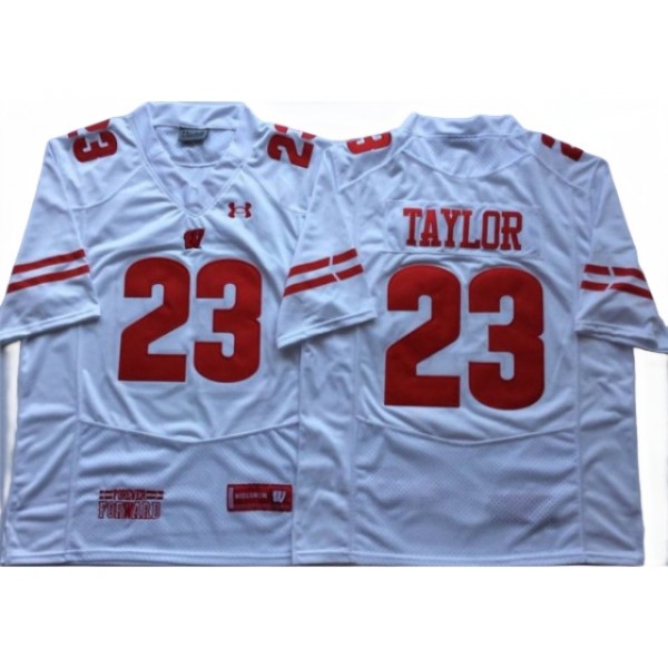 NCAA Wisconsin Badgers #23 Jonathan Taylor White College Football Jersey