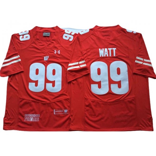 NCAA Wisconsin Badgers #99 J.J. Watt Red College Football Jersey