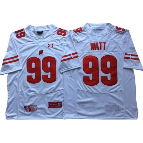 NCAA Wisconsin Badgers #99 J.J. Watt White College Football Jersey