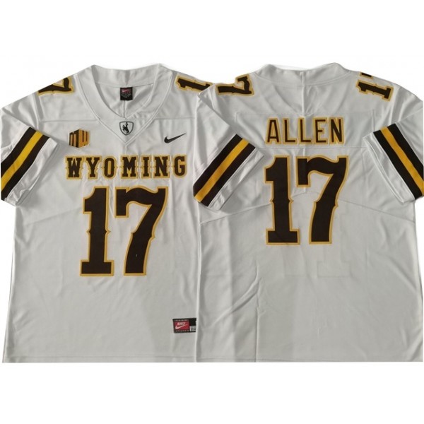 NCAA Wyoming Cowboys #17 Josh Allen White College Football Jersey-Custom