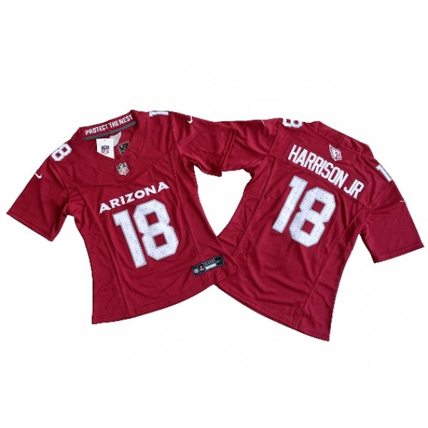 Arizona Cardinals #18 Marvin Harrison Jr. Women's Red Vapor F.U.S.E. Limited Jersey