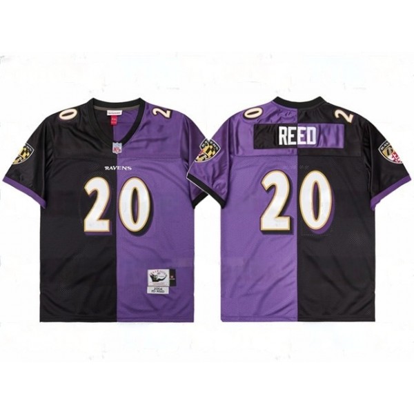 Baltimore Ravens #20 Ed Reed 2004 Throwback Split Black/Purple Jersey