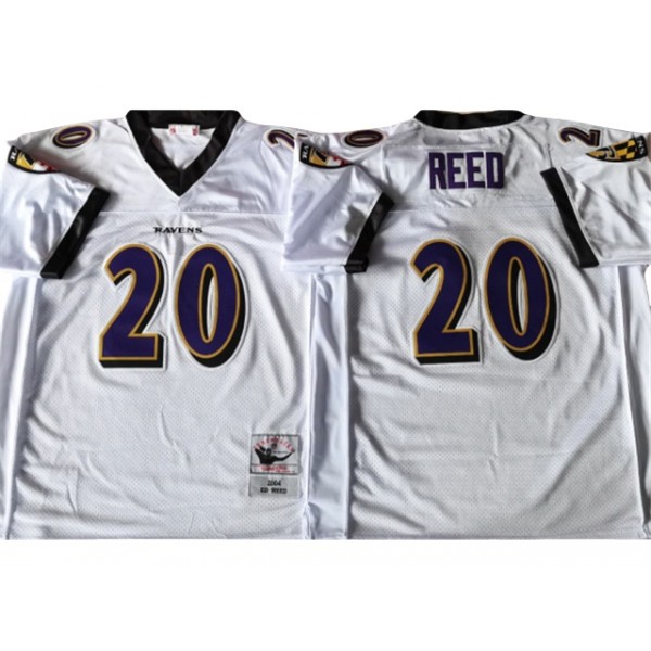 Baltimore Ravens #20 Ed Reed 2004 Throwback White Jersey