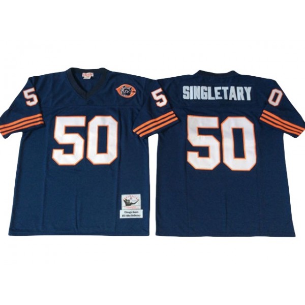 Chicago Bears #50 Mike Singletary Throwback Navy Blue Jersey