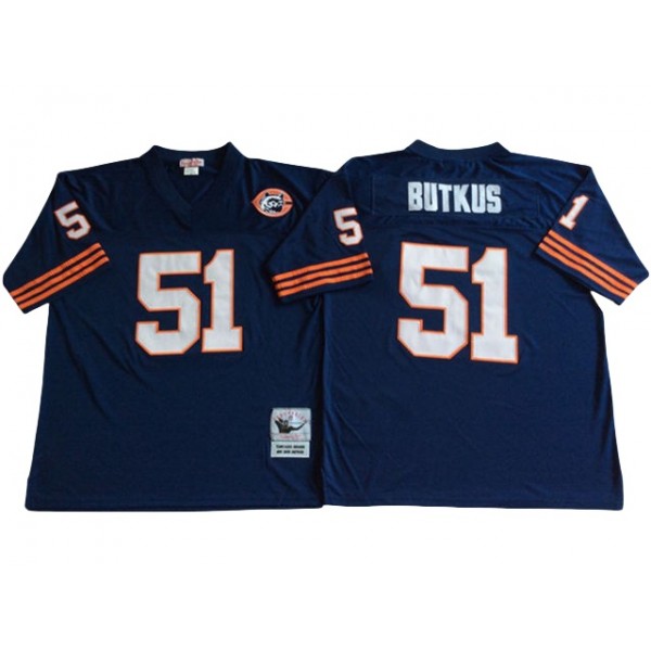 Chicago Bears #51 Dick Butkus Throwback Navy Blue Jersey