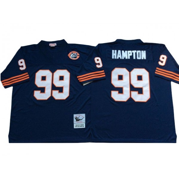 Chicago Bears #99 Dan Hampton Throwback Navy Blue Jersey with Bear Patch