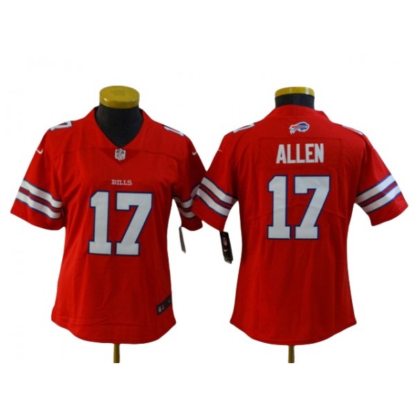 Buffalo Bills #17 Josh Allen Women's Red Alternate Vapor Limited Jersey