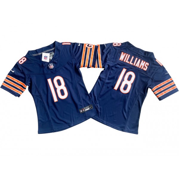 Chicago Bears #18 Caleb Williams Women's Blue Vapor F.U.S.E. Limited Jersey