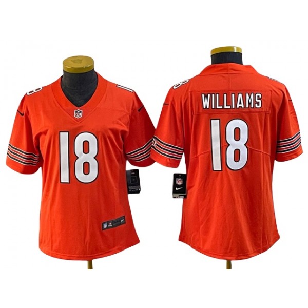 Chicago Bears #18 Caleb Williams Women's Orange Vapor Limited Jersey