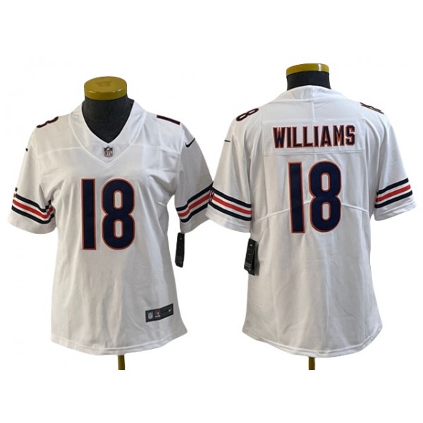 Chicago Bears #18 Caleb Williams Women's White Vapor Limited Jersey