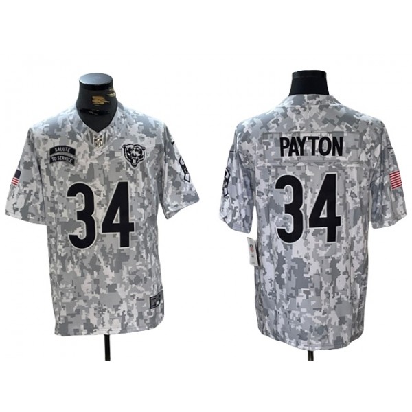 Chicago Bears #34 Walter Payton Arctic Camo 2024 Salute To Service Limited Jersey