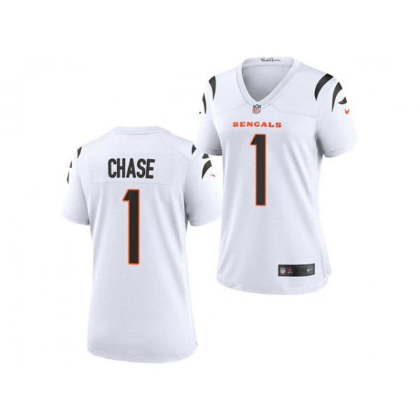 Cincinnati Bengals #1 Ja'Marr Chase Women's White Vapor Limited Jersey