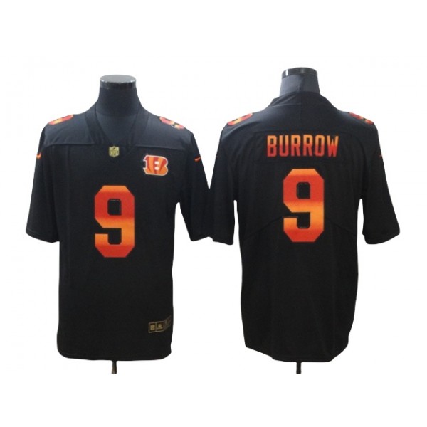 Cincinnati Bengals #9 Joe Burrow Black Colorful Fashion Limited Jersey