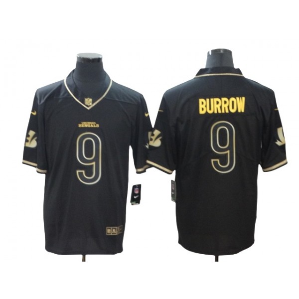 Cincinnati Bengals #9 Joe Burrow Black Gold Vapor Limited Jersey