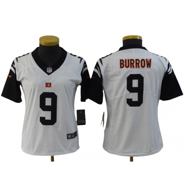 Cincinnati Bengals #9 Joe Burrow Women's White Alternate Vapor Limited Jersey