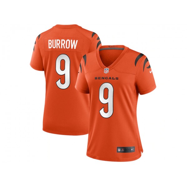 Cincinnati Bengals #9 Joe Burrow Women's Orange Vapor Limited Jersey