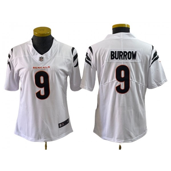 Cincinnati Bengals #9 Joe Burrow Women's White Vapor Limited Jersey