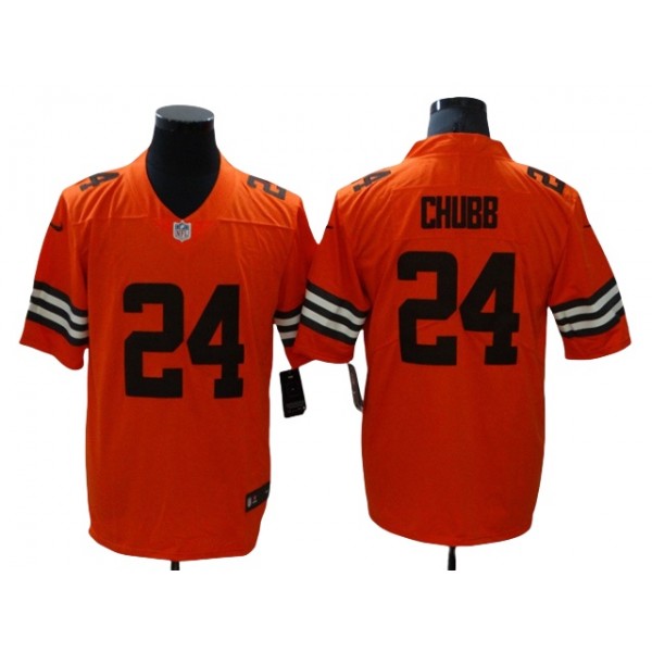 Cleveland Browns #24 Nick Chubb Orange Inverted Limited Jersey