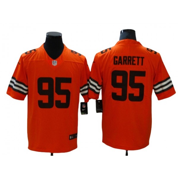 Cleveland Browns #95 Myles Garrett Orange Inverted Limited Jersey