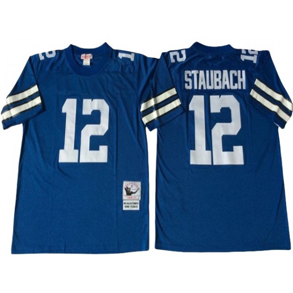 Dallas Cowboys #12 Roger Staubach 1977 Throwback Blue Jersey