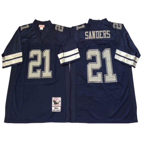 Dallas Cowboys #21 Deion Sanders 1994 Throwback Navy Blue Jersey