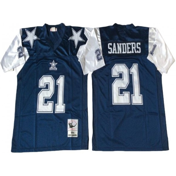 Dallas Cowboys #21 Deion Sanders 1995 Throwback Navy Blue Jersey