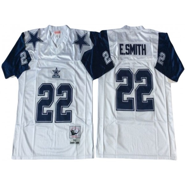 Dallas Cowboys #22 Emmitt Smith 1995 Throwback White Jersey