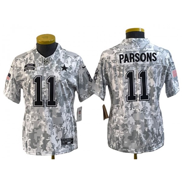 Dallas Cowboys #11 Micah Parsons Women's Arctic Camo 2024 Salute To Service Limited Jersey