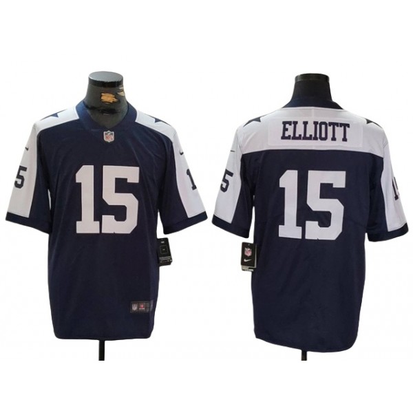 Dallas Cowboys #15 Ezekiel Elliott Thanksgiving Blue Vapor Limited Jersey