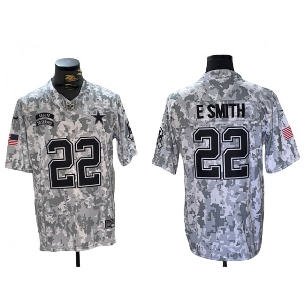 Dallas Cowboys #22 Emmitt Smith Arctic Camo 2024 Salute To Service Limited Jersey