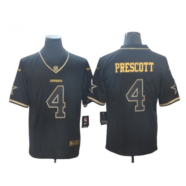 Dallas Cowboys #4 Dak Prescott Black Gold Vapor Limited Jersey