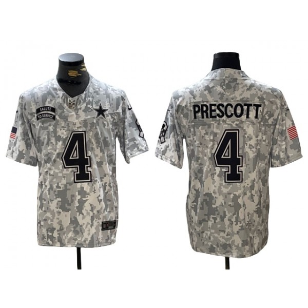 Dallas Cowboys #4 Dak Prescott Arctic Camo 2024 Salute To Service Limited Jersey