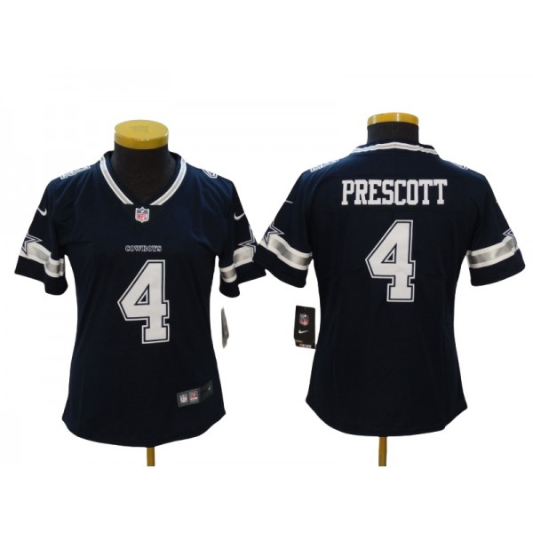 Dallas Cowboys #4 Dak Prescott Women's Navy Vapor Limited Jersey