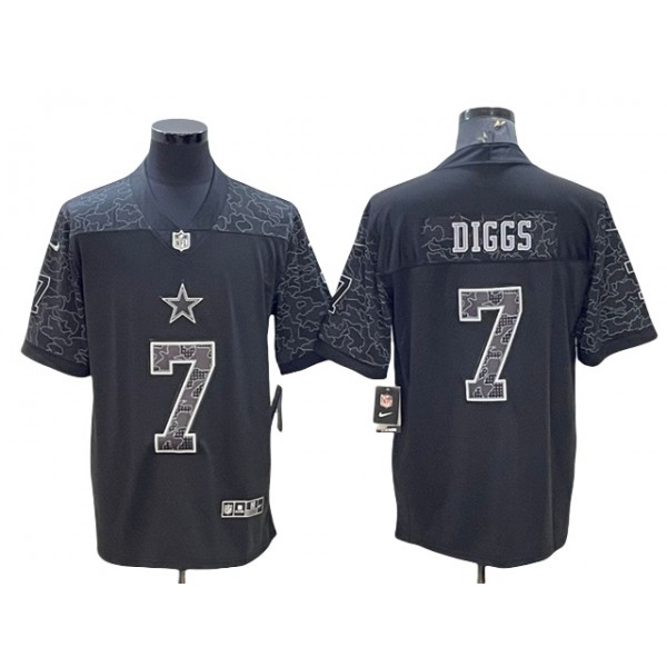 Dallas Cowboys #7 Trevon Diggs Black RFLCTV Limited Jersey