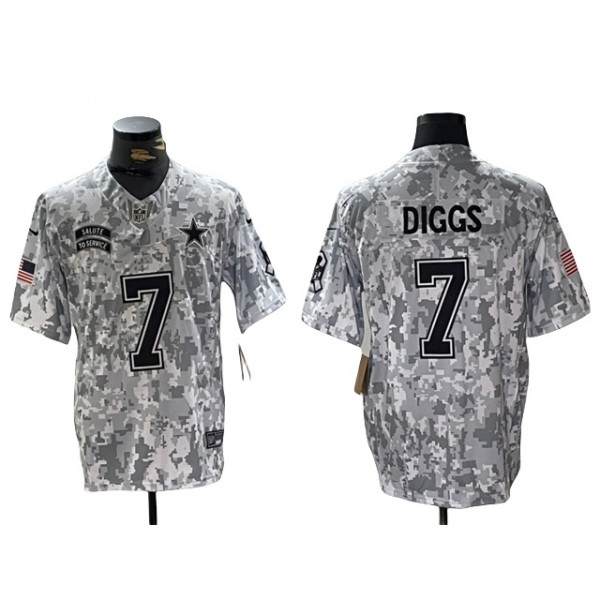 Dallas Cowboys #7 Trevon Diggs Arctic Camo 2024 Salute To Service Limited Jersey