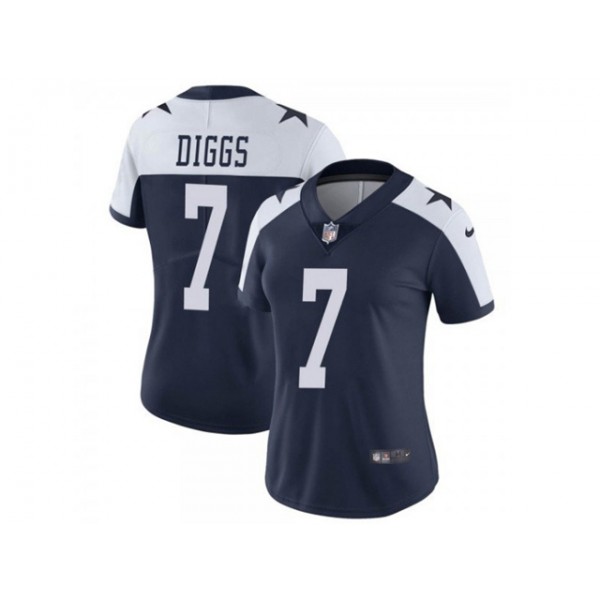 Dallas Cowboys #7 Trevon Diggs Women's Thanksgiving Blue Vapor Limited Jersey