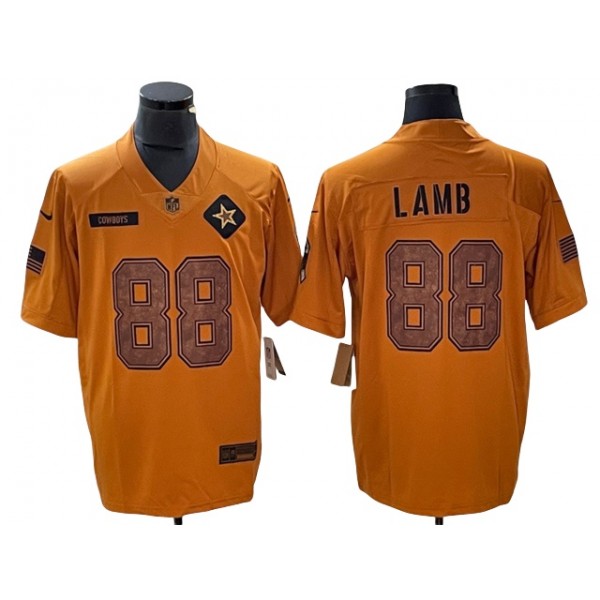 Dallas Cowboys #88 CeeDee Lamb 2023 Brown Salute To Service Limited Jersey