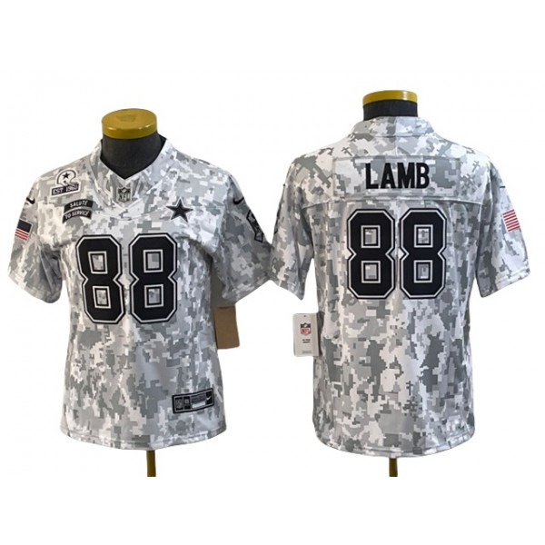 Dallas Cowboys #88 CeeDee Lamb Women's Arctic Camo 2024 Salute To Service Limited Jersey