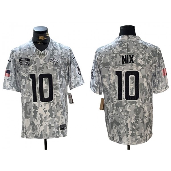 Denver Broncos #10 Bo Nix Arctic Camo 2024 Salute To Service Limited Jersey